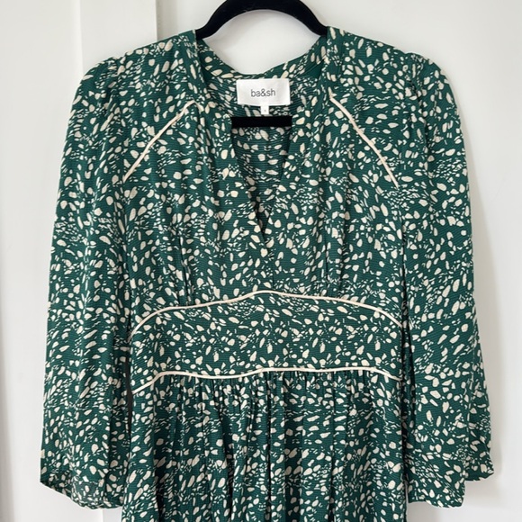 BA&SH Esmee Printed Midi Dress - Green Size 1/S - Picture 4 of 14